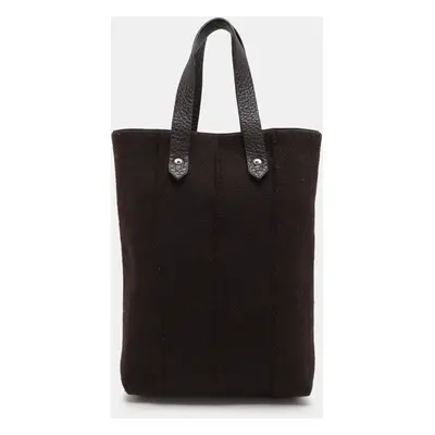 Hermes Dark Brown Leather and Wool Ahmedabad PM Bag