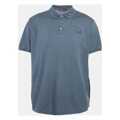 Ralph Lauren Purple Label Blue Cotton Pique Polo T-Shirt