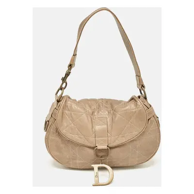 Dior Metallic Brown Cannage Leather D Ring Flap Hobo