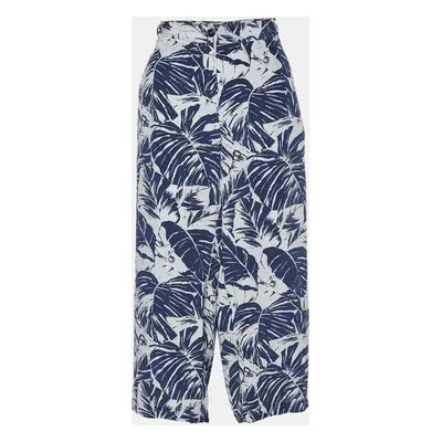 Weekend Max Mara Blue Tropical Print Silk Capri Pants