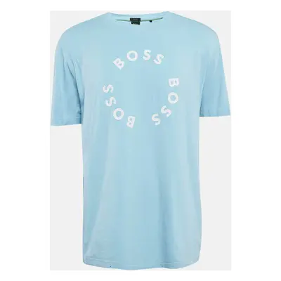 Boss By Hugo Boss Blue Logo Print Jersey Crew Neck T-Shirt