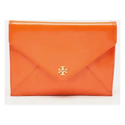 Tory Burch Orange Patent Leather Envelope Clutch