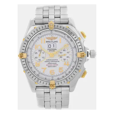 Breitling White 18k Yellow Gold Stainless Steel Crosswind B44356 Automatic Men's Wristwatch mm