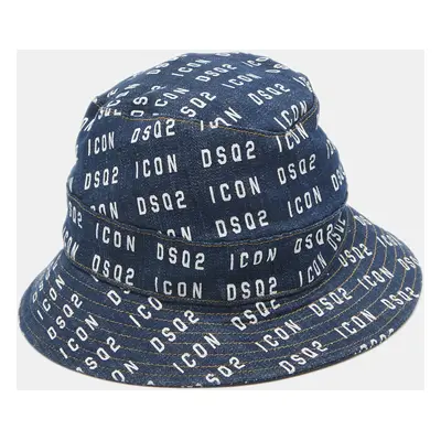 Dsquared2 Blue Logo Print Denim Bucket Hat