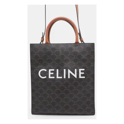 Celine Vertical Hippo Tan PVC Leather Triomphe Small Bag