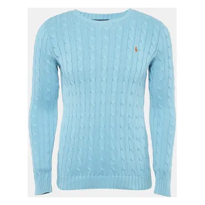 Ralph Lauren Blue Cable Knit Crew Neck Sweater