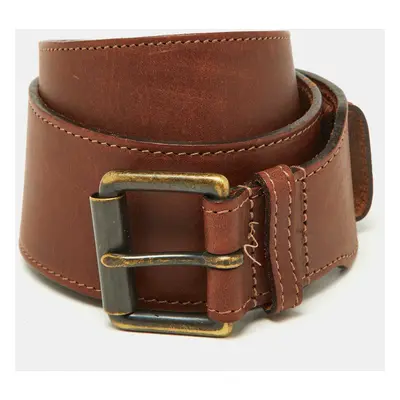 Burberry Brown Leather Buckle Belt 80CM