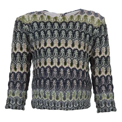 Missoni Multicolor Crochet Embroidered Long Sleeve Sweater Yrs