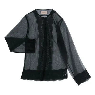 Christopher Kane Black Lace Trim Sheer Tulle Jacket