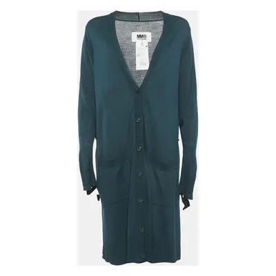 Maison Martin Margiela Dark Green Button Front Tie-Up Detail Cardigan