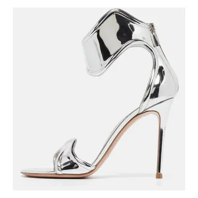 Gianvito Rossi Silver Leather Lucrezia Sandals Size