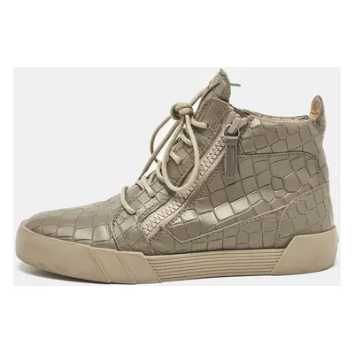 Giuseppe Zanotti Grey Croc Embossed Leather London High Top Sneakers Size