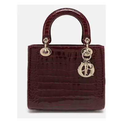 Dior Burgundy Alligator Medium Lady Dior Tote