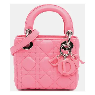 Dior Pink Micro Lambskin Cannage Lady Dior