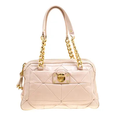 Marc Jacobs Blush Pink Quilted Glazed Leather Chain Satchel