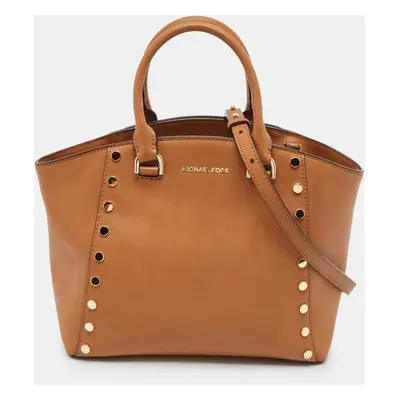 Michael Kors Brown Leather Studded Satchel