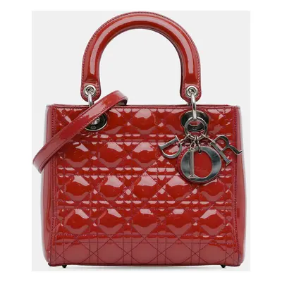 Dior Red Medium Patent Cannage Lady Dior