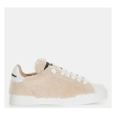 Dolce & Gabbana Caffe Bianco Fur Coated Logo Sneakers Women’s IT 35.5