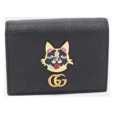 Gucci Black Leather GG Marmont Bosco Card Case