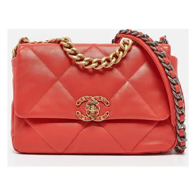 Chanel Orange Quilted Leather Small Flap Bag