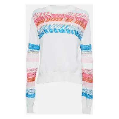 Peter Pilotto White Patterned Knit Full Sleeve Sweater