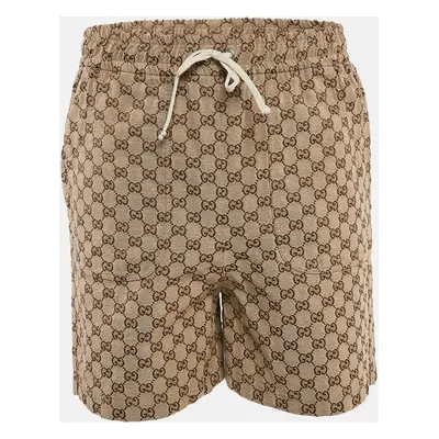 Gucci Beige Logo Jacquard Cotton Blend Shorts