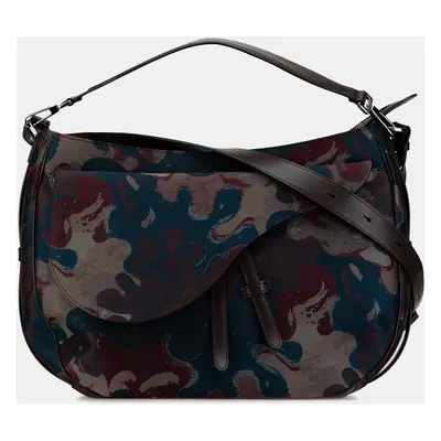 Dior Brown Peter Doig Denim Camouflage Soft Saddle Bag