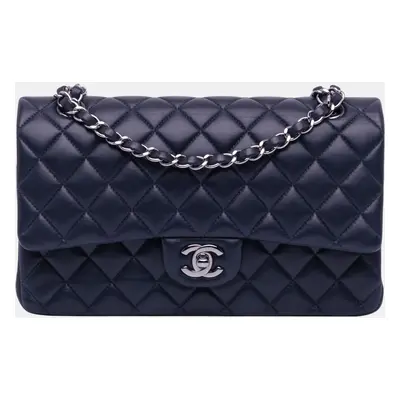 Chanel Navy Blue Medium Classic Lambskin Double Flap