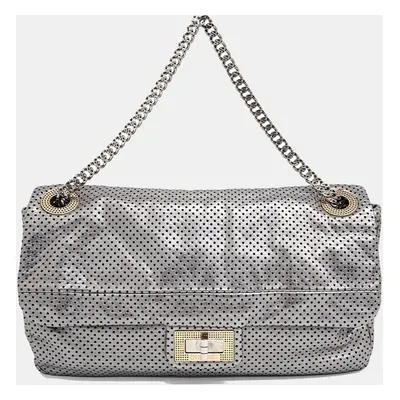 Chanel Metallic Silver Leather Chain Shoulder Bag