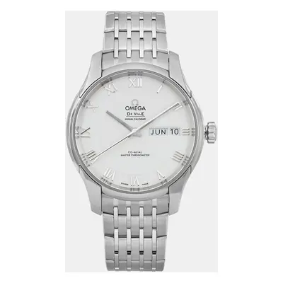 Omega White Stainless Steel De Ville Hour Vision 433.10.41.22.02.001 Automatic Men's Wristwatch 