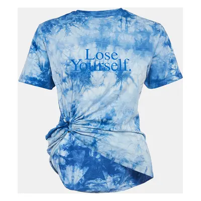 Paco Rabanne Blue Tie-Dye Print Cotton Asymmetric T-Shirt