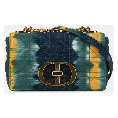 Dior Blue Small Denim Tie-Dye Cannage Caro Bag