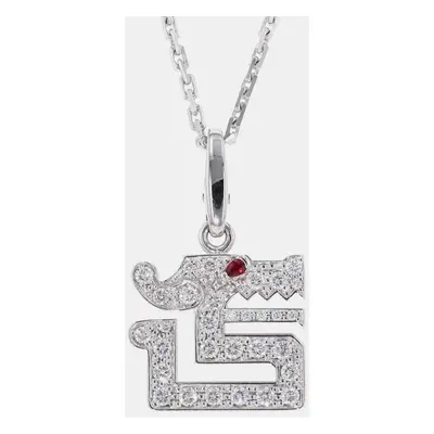 Cartier 18K White Gold Le Beze du Dragon Pendant