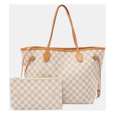 Louis Vuitton White Damier Azur Canvas Neverfull MM Tote Bag