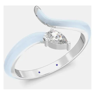 Light Blue Ceramic Pear Shaped Contemporary Bypass Sterling Silver Lab Grown Diamond Ring US