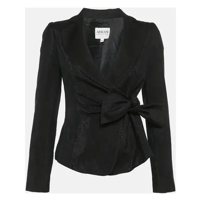 Armani Collezioni Black Lurex Cotton Wrap Around Blazer