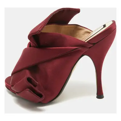 N21 Burgundy Satin Raso Knot Mules Size