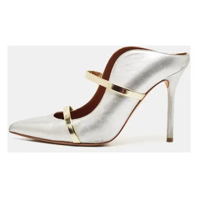 Malone Souliers Silver/Gold Leather Maureen Pointed Toe Mules Size