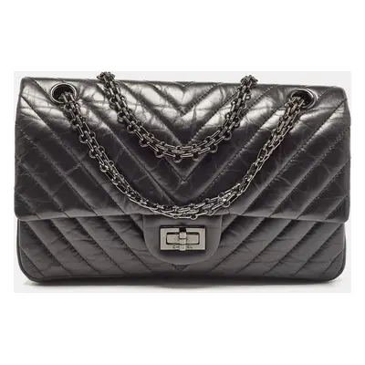 Chanel Black Chevron Leather Classic Reissue 2.55 Flap Bag