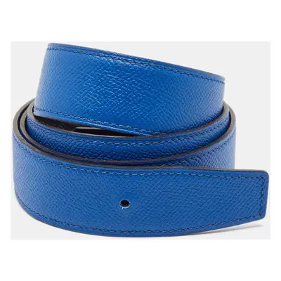 Hermès Bleu France/Noir Epsom Leather Belt Strap