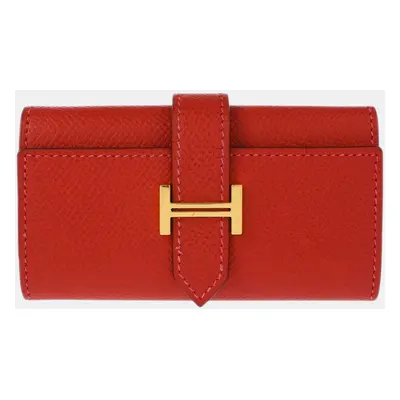 Hermes Rouge Casaque Epsom Bearn Key Case Small