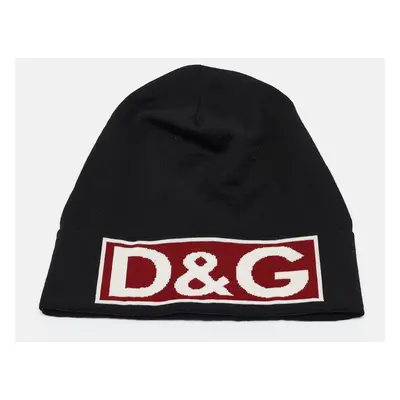 Dolce & Gabbana Black Logo Intarsia Wool Beanie