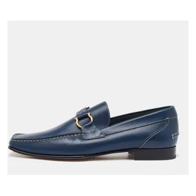 Salvatore Ferragamo Blue Leather Gancini Loafers Size 41.5