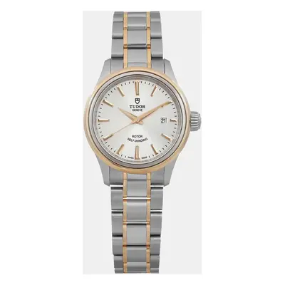 Tudor Style 18K Yellow Gold Steel Silver Dial Ladies Watch mm