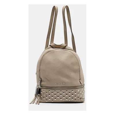 Michael Kors Beige Leather Rhea Studded Backpack