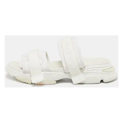 Dior White Fabric D- Wander Slide Sandals Size