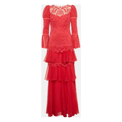 Tadashi Shoji Pink Chiffon and Tulle Tiered Moreau Gown