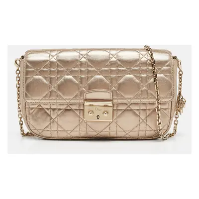 Dior Gold Cannage Leather Miss Dior Promenade Chain Clutch