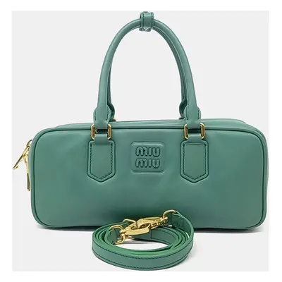 Miu Miu Green Leather Arkady Tote Bag