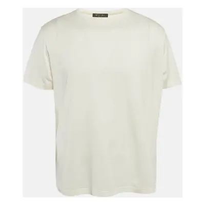 Loro Piana Off White Silk Jersey Crew Neck T-Shirt